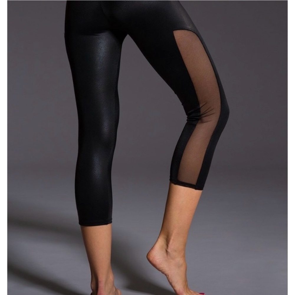 Onzie Black Leggings with Sheer Mesh Detail